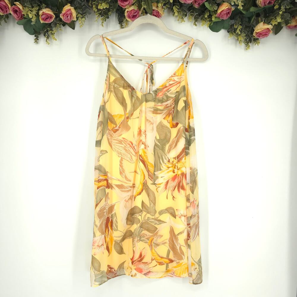 White House Black Market Yellow Floral Mini Slip Dress Size 8 NWT